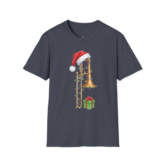 Trombone Christmas Light Santa Hat Shirt
