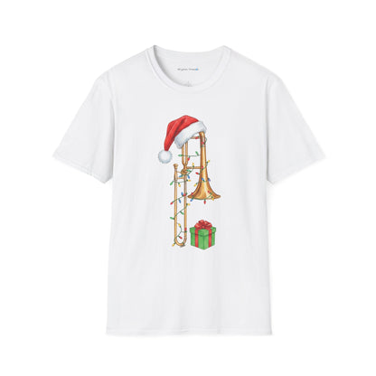 Trombone Christmas Light Santa Hat Shirt