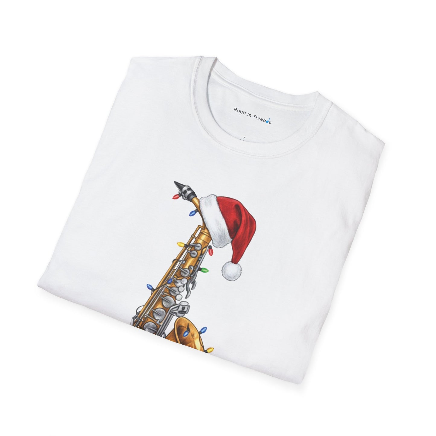 Saxophone Christmas Light Santa Hat Shirt