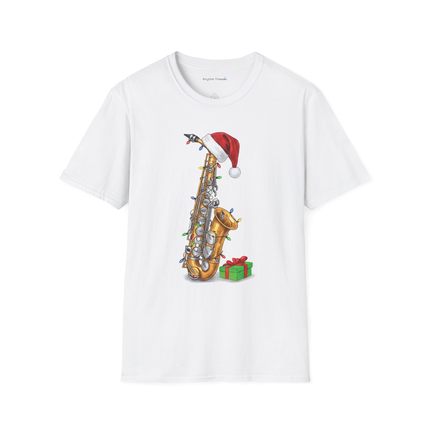 Saxophone Christmas Light Santa Hat Shirt