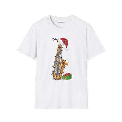Saxophone Christmas Light Santa Hat Shirt