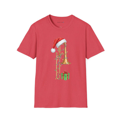 Trombone Christmas Light Santa Hat Shirt