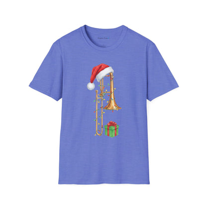 Trombone Christmas Light Santa Hat Shirt