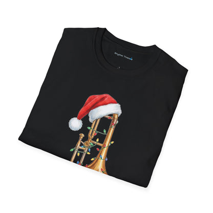 Trombone Christmas Light Santa Hat Shirt