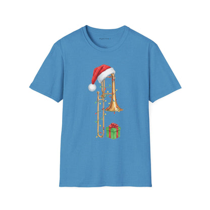 Trombone Christmas Light Santa Hat Shirt