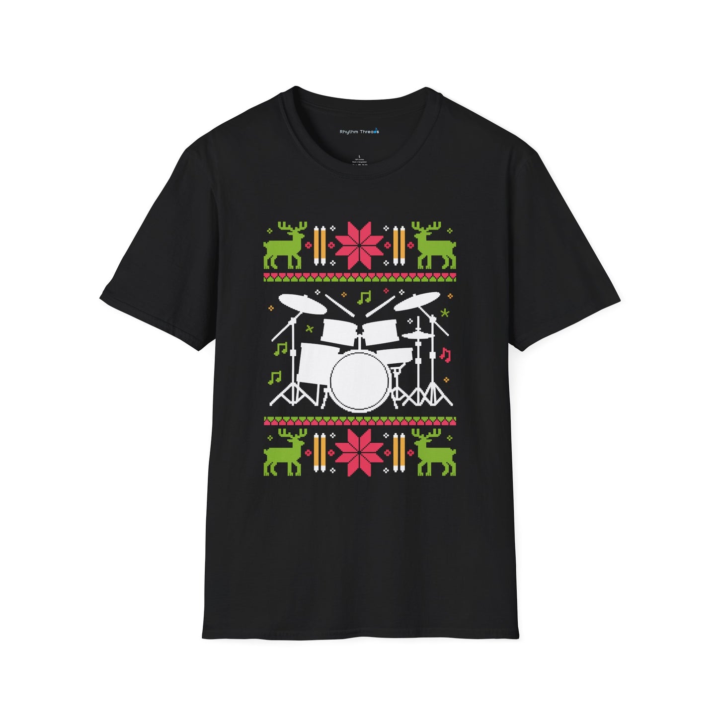 Drumset Ugly Christmas Sweater Short Sleeve Shirt
