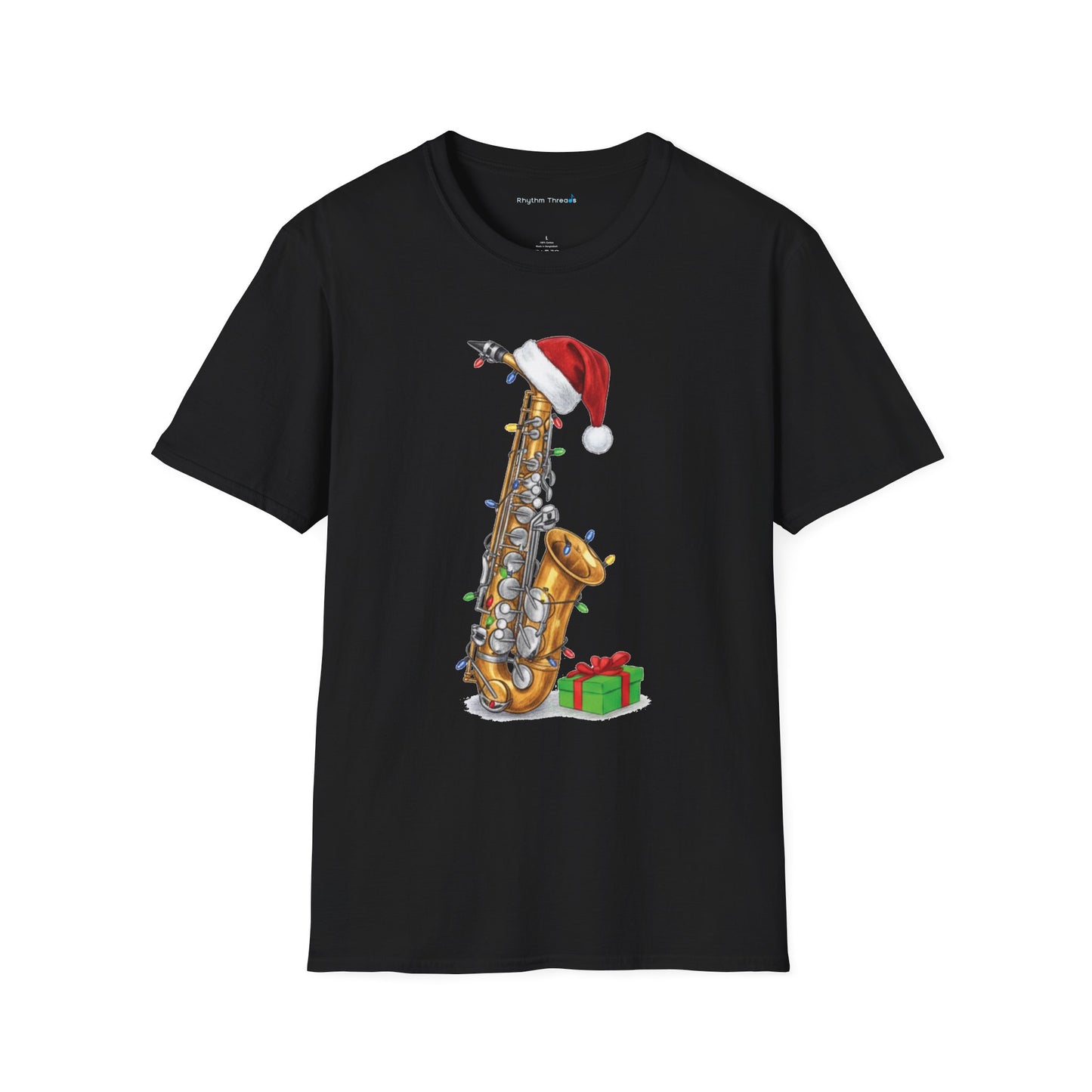 Saxophone Christmas Light Santa Hat Shirt