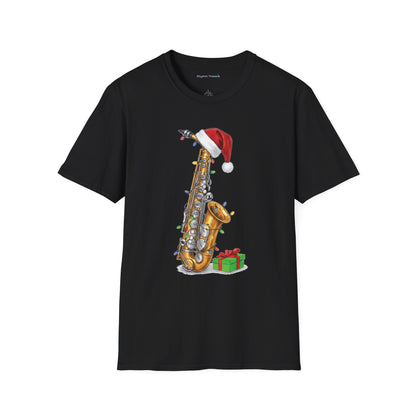 Saxophone Christmas Light Santa Hat Shirt