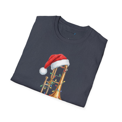 Trombone Christmas Light Santa Hat Shirt