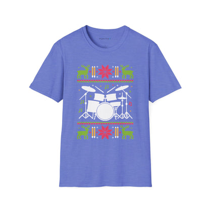 Drumset Ugly Christmas Sweater Short Sleeve Shirt