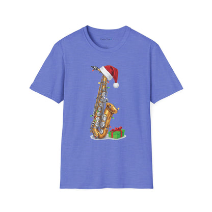 Saxophone Christmas Light Santa Hat Shirt