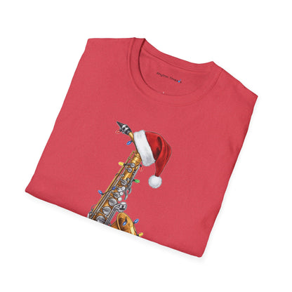 Saxophone Christmas Light Santa Hat Shirt