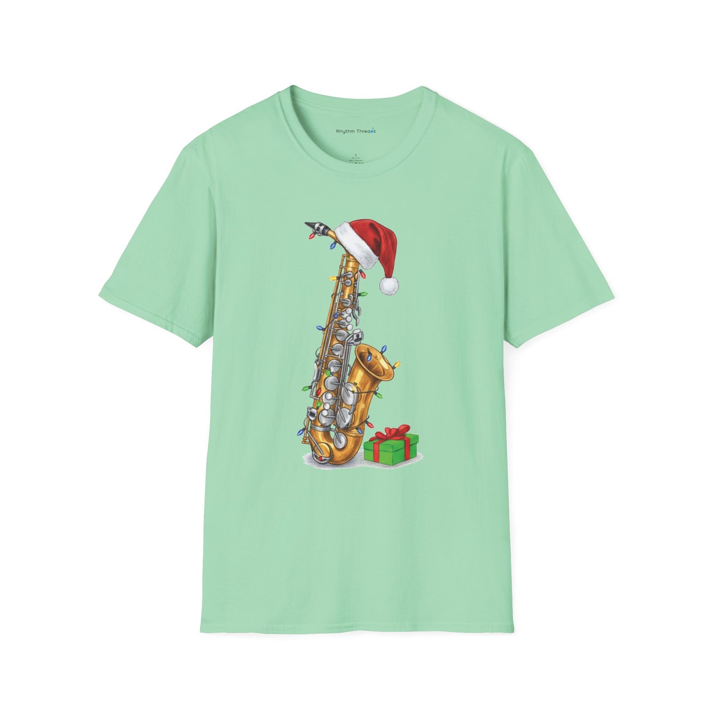 Saxophone Christmas Light Santa Hat Shirt
