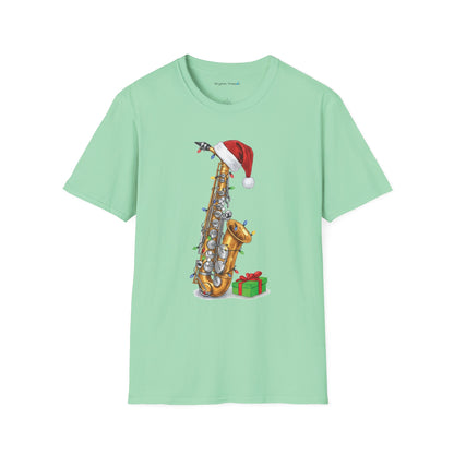 Saxophone Christmas Light Santa Hat Shirt