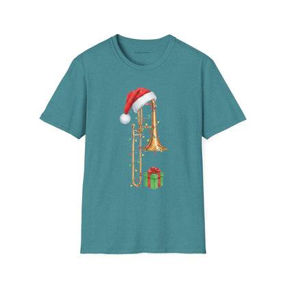 Trombone Christmas Light Santa Hat Shirt