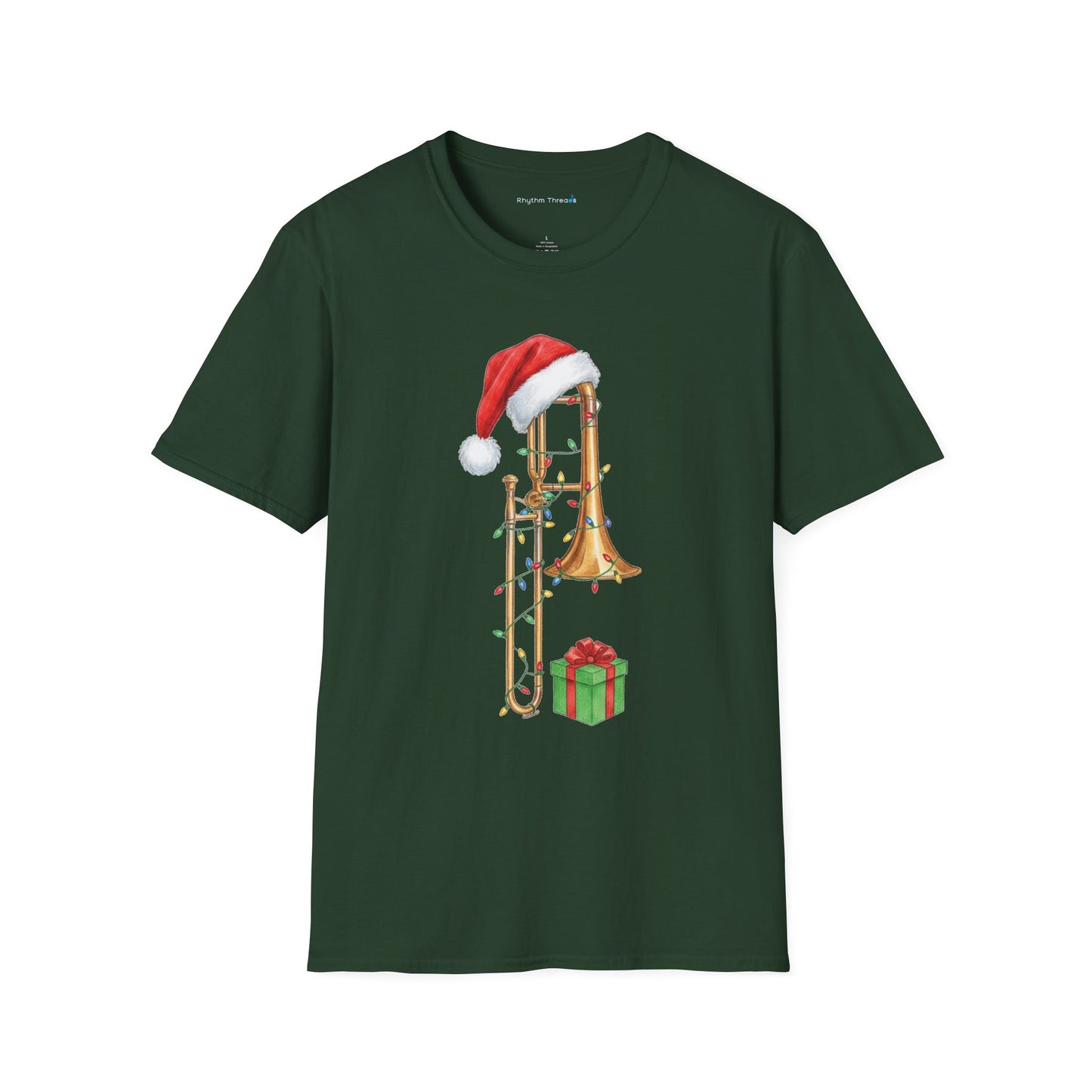 Trombone Christmas Light Santa Hat Shirt
