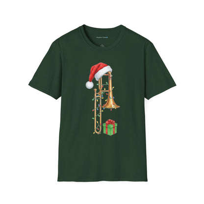 Trombone Christmas Light Santa Hat Shirt