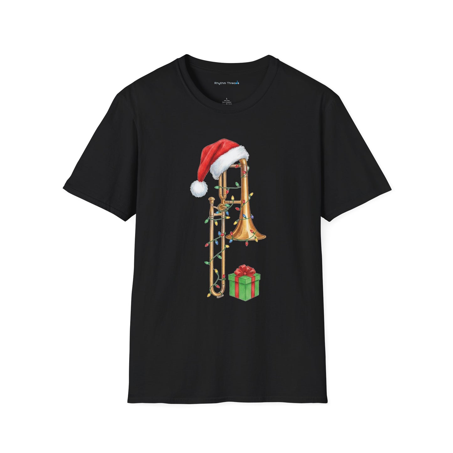 Trombone Christmas Light Santa Hat Shirt