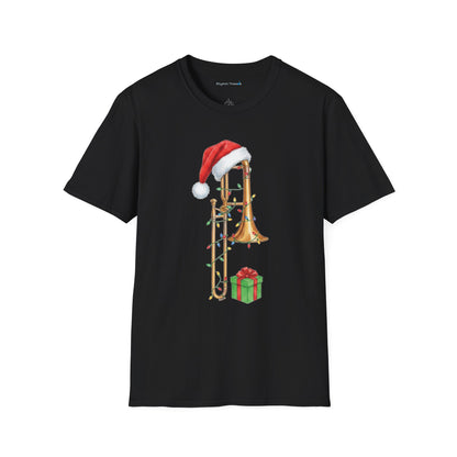 Trombone Christmas Light Santa Hat Shirt