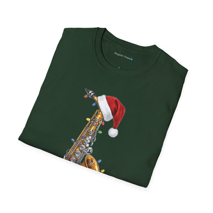 Saxophone Christmas Light Santa Hat Shirt