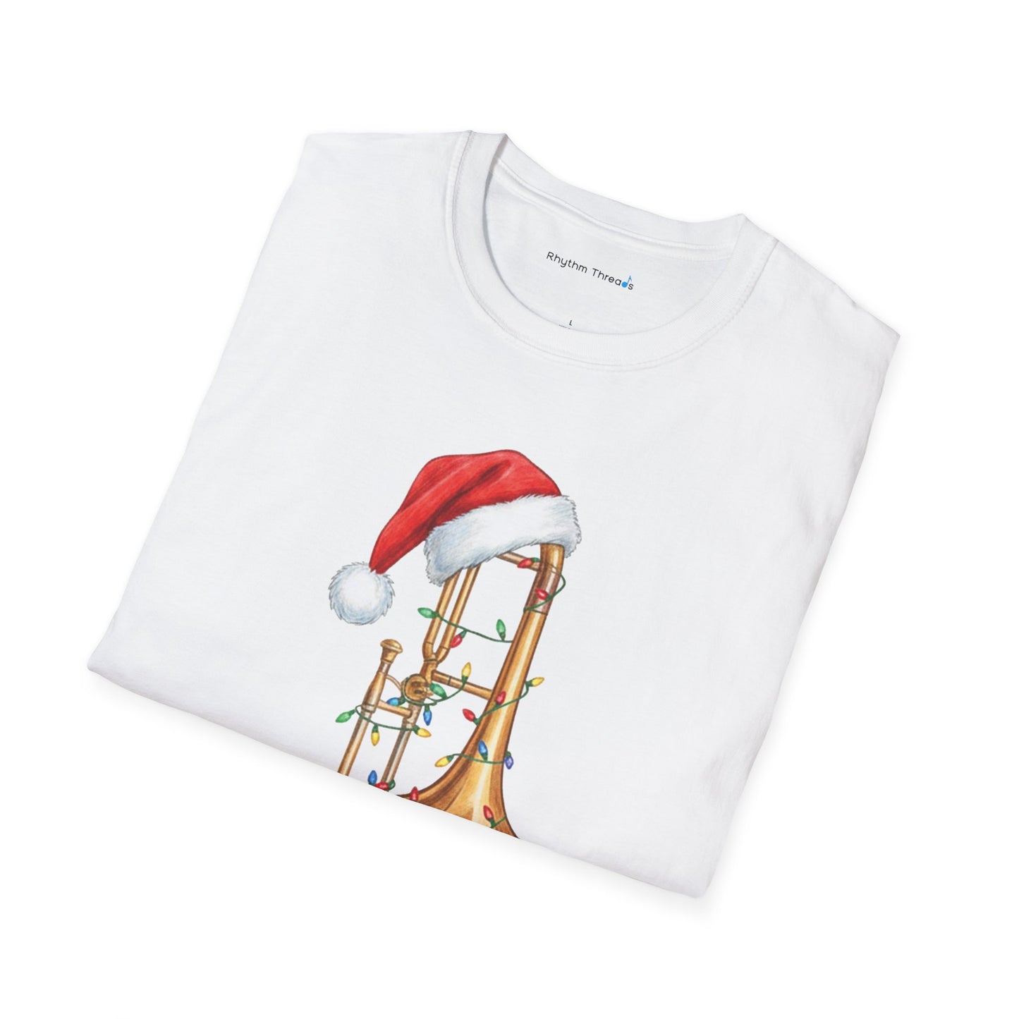 Trombone Christmas Light Santa Hat Shirt