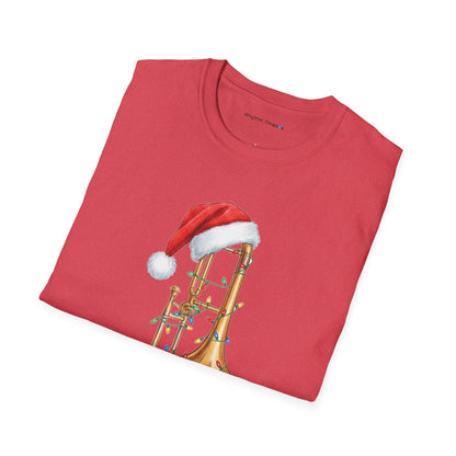 Trombone Christmas Light Santa Hat Shirt