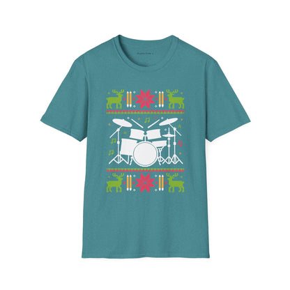 Drumset Ugly Christmas Sweater Short Sleeve Shirt
