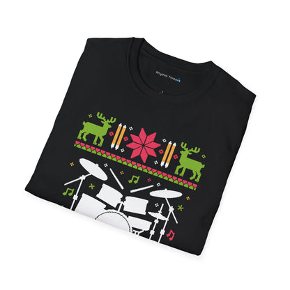 Drumset Ugly Christmas Sweater Short Sleeve Shirt