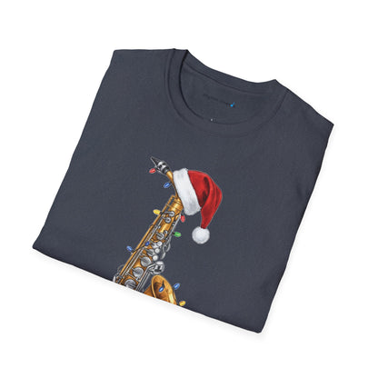 Saxophone Christmas Light Santa Hat Shirt