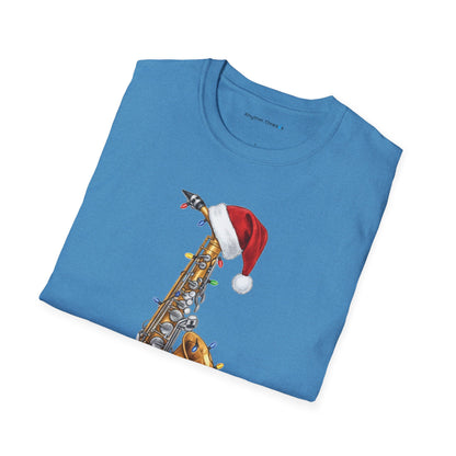 Saxophone Christmas Light Santa Hat Shirt