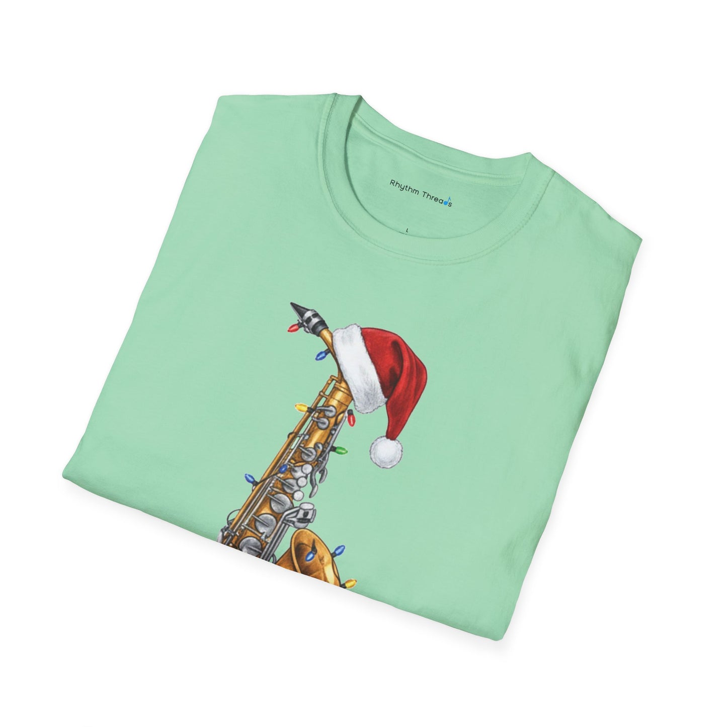 Saxophone Christmas Light Santa Hat Shirt