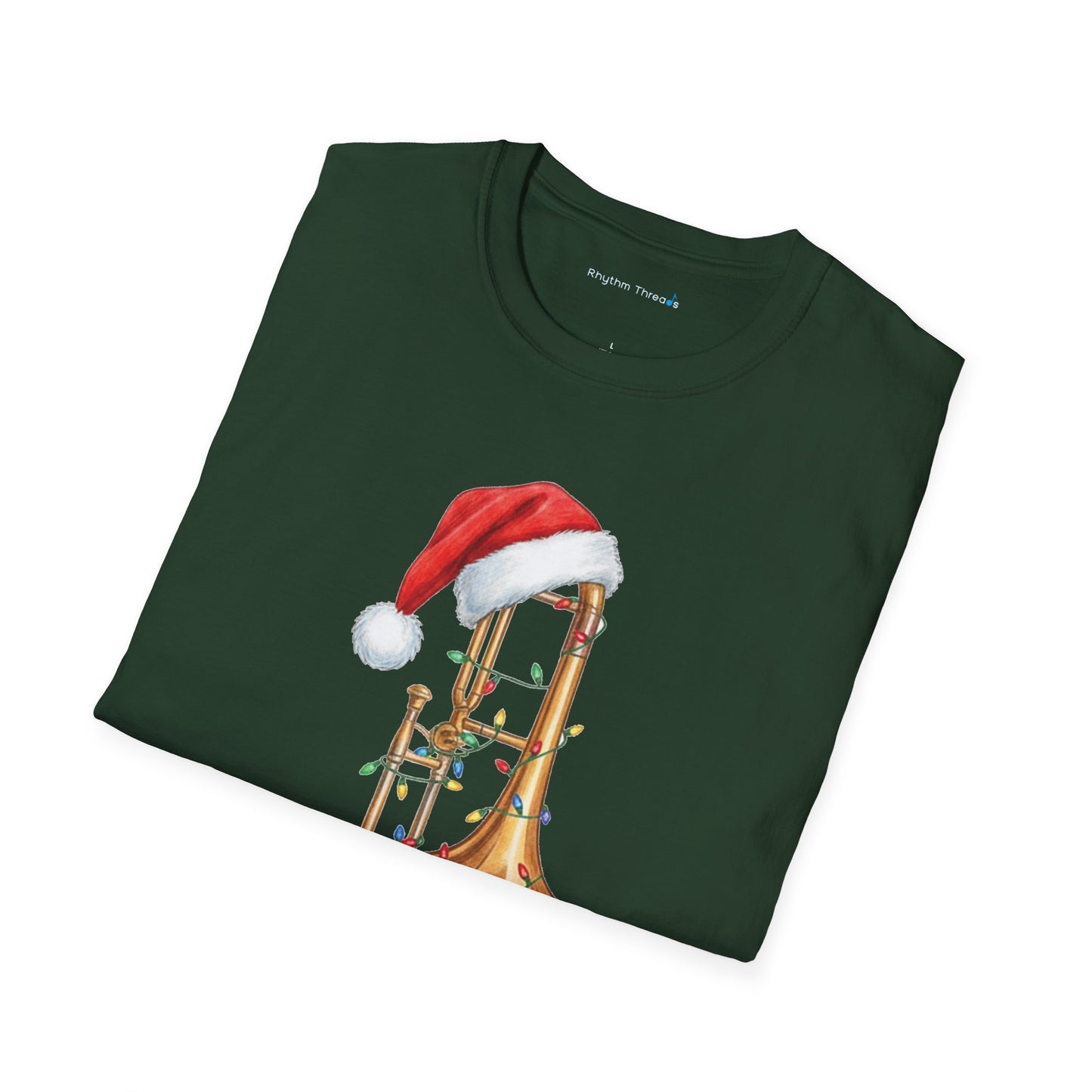 Trombone Christmas Light Santa Hat Shirt